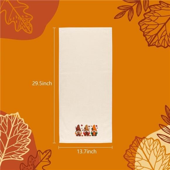 3 Pack Happy Fall Hand Towels Autumn‎ Gnomes Pumpkin Thanksgiving Embroidered - Picture 5 of 7